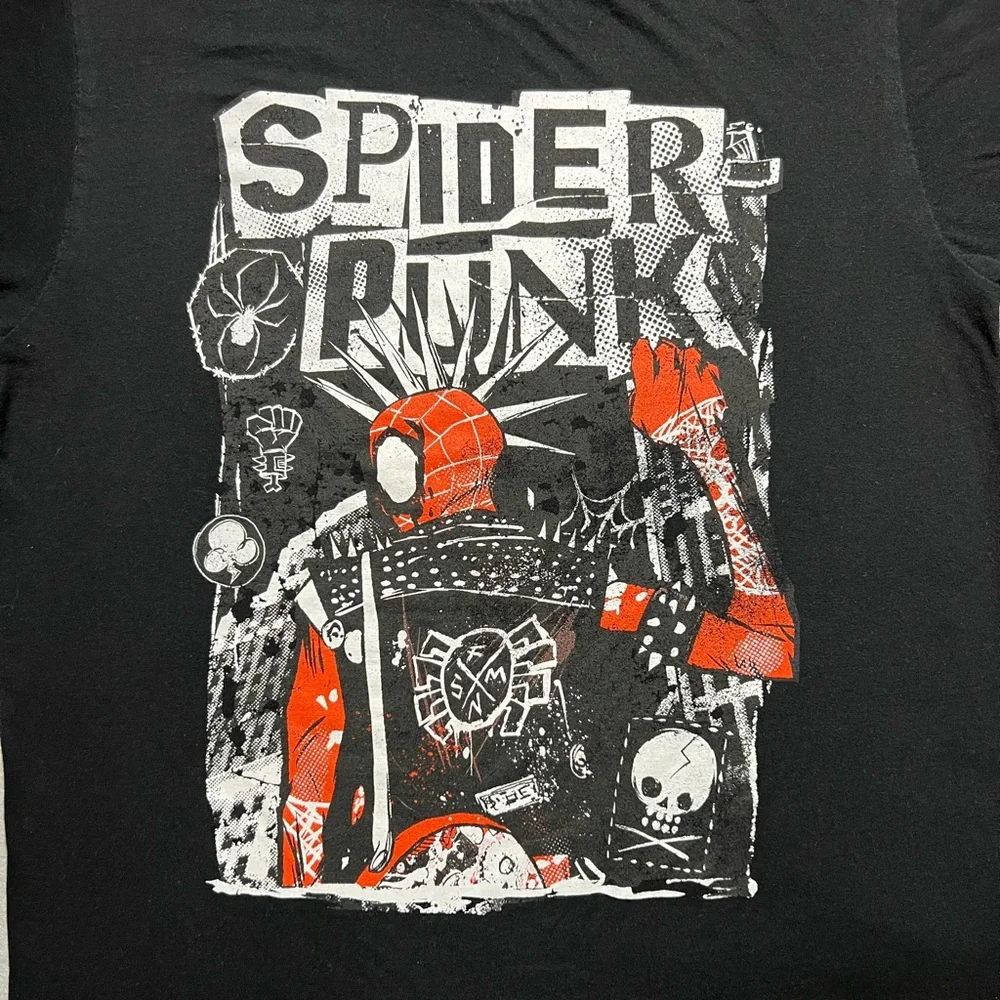Spider-Man Spider-Punk T-Shirt Men’s Medium Black Marvel Across Spider-Verse Tee - Picture 2 of 6